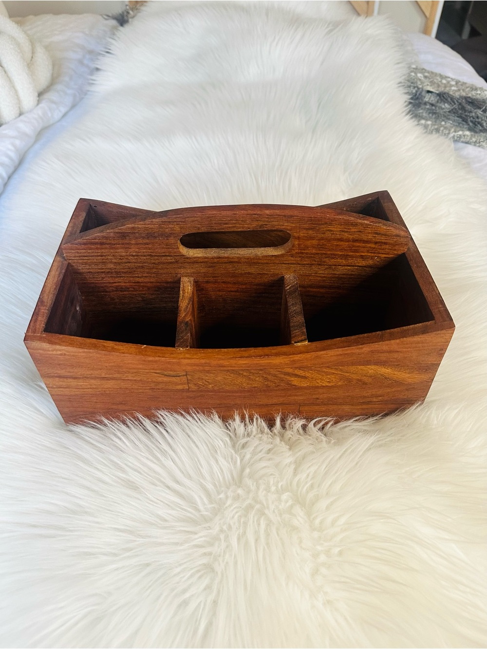 Crate&Barrel Wooden Caddy Organizer - Brown